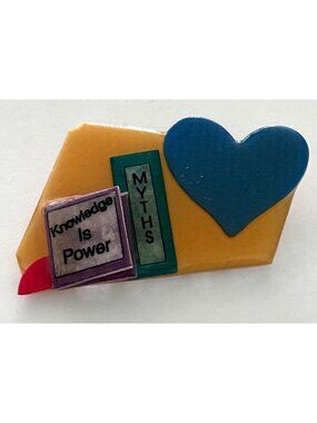 Book Pins By Lucinda Knowledge Is Power Myths Heart Design Brooch Pin Handmade